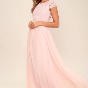 The greatest blush pink lace maxi dress